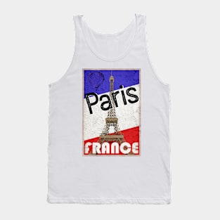 Paris France Eiffel Tower French Flag Hot Air Balloon Tank Top